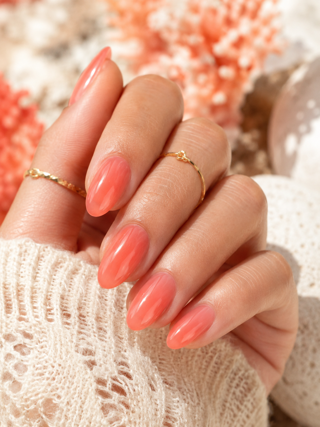 Coral Jelly Gel Nails